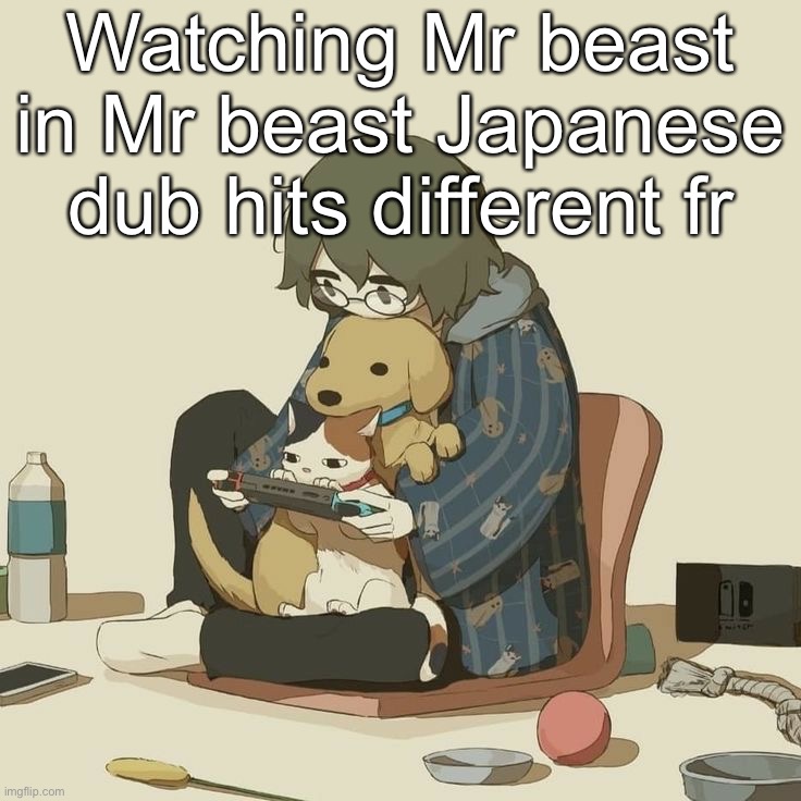 Avogado6 | Watching Mr beast in Mr beast Japanese dub hits different fr | image tagged in avogado6 | made w/ Imgflip meme maker