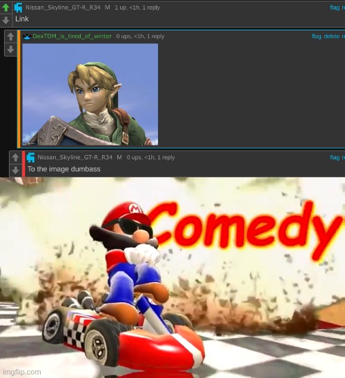 image tagged in comedy,link,image,comments,nissan,mario | made w/ Imgflip meme maker