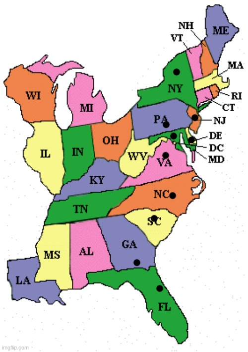 the ones in the black are the states ive been trough | made w/ Imgflip meme maker