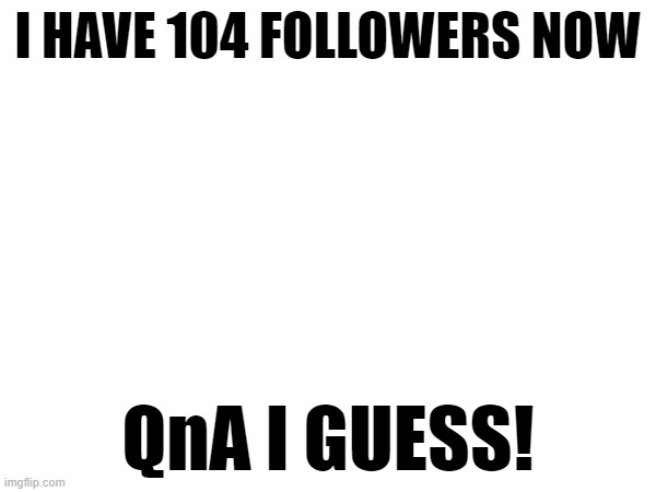 NO PERSONAL QUESTIONS PLEASE! | I HAVE 104 FOLLOWERS NOW; QnA I GUESS! | made w/ Imgflip meme maker