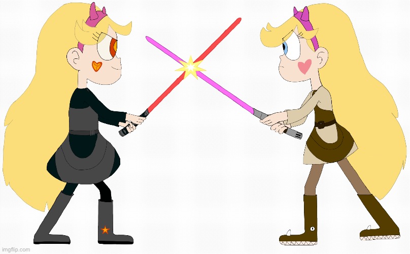 I couldn’t not do it ok (Sith Star fighting Jedi Star) | image tagged in svtfoe,star butterfly | made w/ Imgflip meme maker
