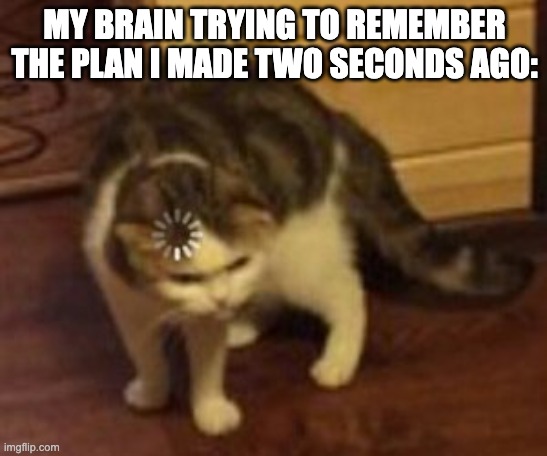 frfr | MY BRAIN TRYING TO REMEMBER THE PLAN I MADE TWO SECONDS AGO: | image tagged in loading cat | made w/ Imgflip meme maker