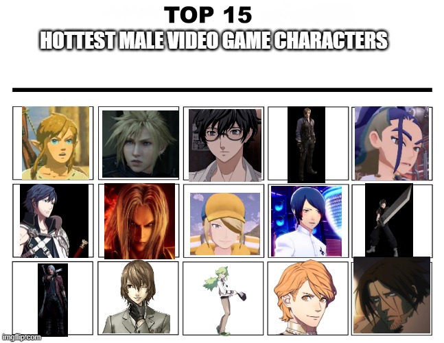 top 15 hottest male video game characters | HOTTEST MALE VIDEO GAME CHARACTERS | image tagged in top 15,video games,hot babes | made w/ Imgflip meme maker