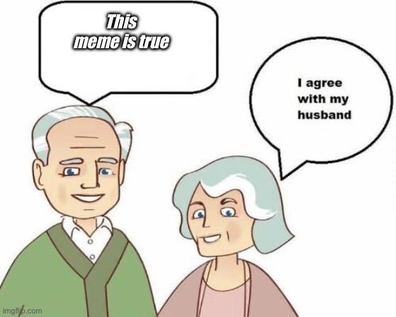 I agree with my husband | This meme is true | image tagged in i agree with my husband | made w/ Imgflip meme maker