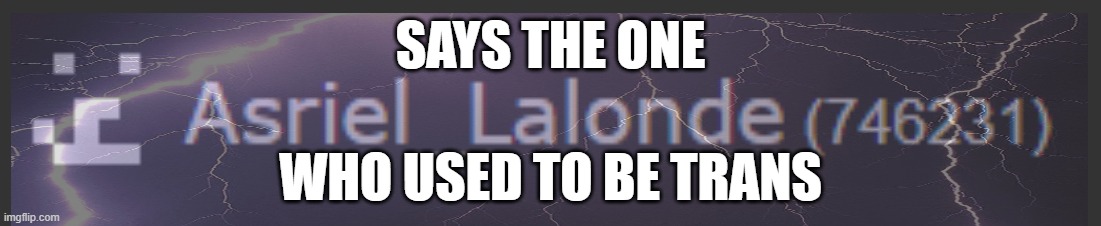 self-slander | SAYS THE ONE; WHO USED TO BE TRANS | made w/ Imgflip meme maker