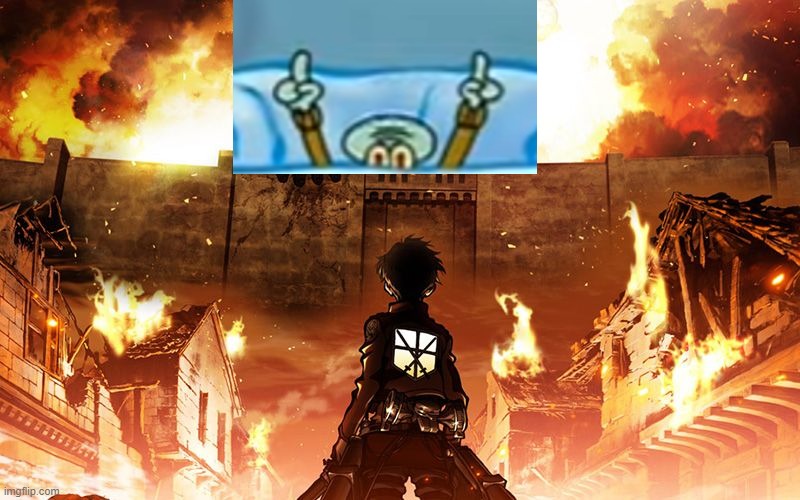 Attack On Fort Squidward | image tagged in attack on titan,squidward,aot,spongebob | made w/ Imgflip meme maker