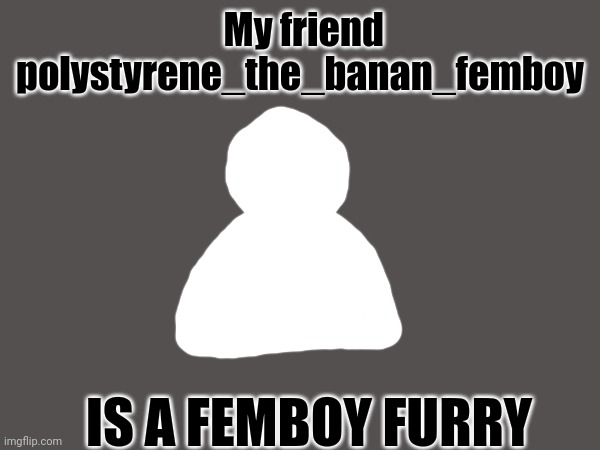  My friend polystyrene_the_banan_femboy; IS A FEMBOY FURRY | made w/ Imgflip meme maker