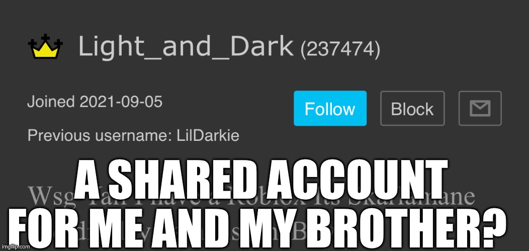 (It not ours tho) | A SHARED ACCOUNT FOR ME AND MY BROTHER? | made w/ Imgflip meme maker