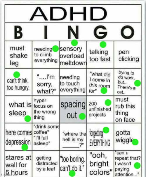 adhd bingo | image tagged in adhd bingo | made w/ Imgflip meme maker