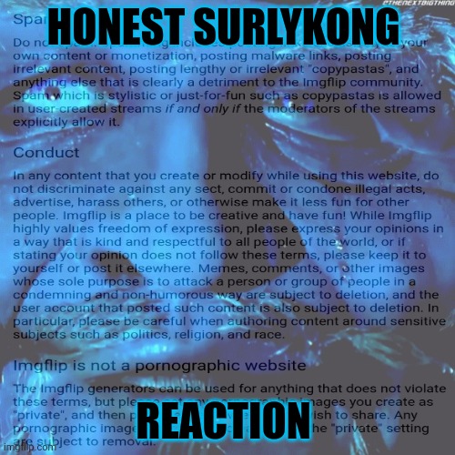 HONEST SURLYKONG REACTION | made w/ Imgflip meme maker