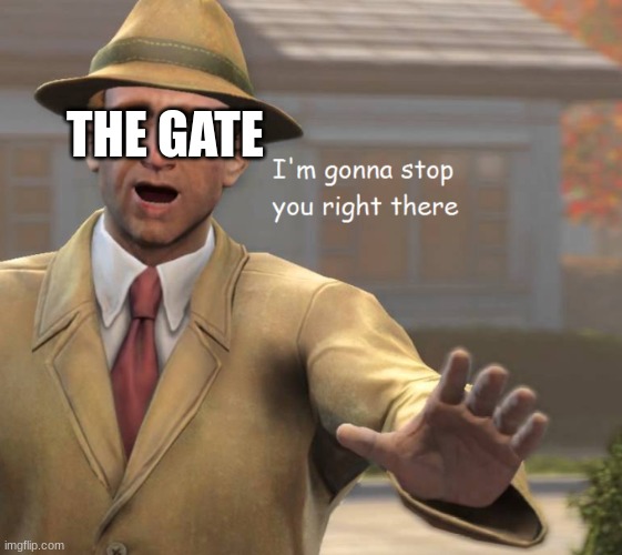 im gonna stop you right there | THE GATE | image tagged in im gonna stop you right there | made w/ Imgflip meme maker