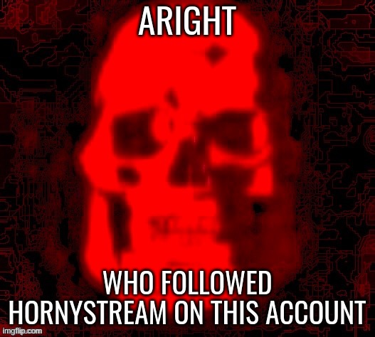 i bet it was poly, posting this here because i can't post it in msmg | ARIGHT; WHO FOLLOWED HORNYSTREAM ON THIS ACCOUNT | image tagged in poly needs to chill | made w/ Imgflip meme maker