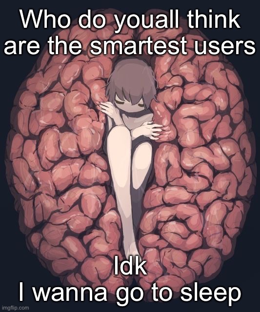 Avogado6 depression | Who do youall think are the smartest users; Idk
I wanna go to sleep | image tagged in avogado6 depression | made w/ Imgflip meme maker