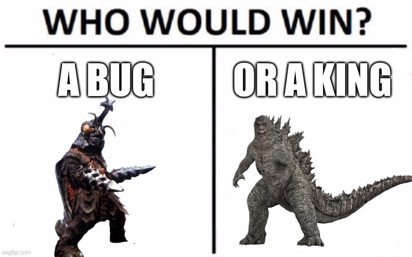 who will win | A BUG; OR A KING | image tagged in memes,who would win | made w/ Imgflip meme maker