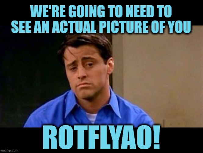 WE'RE GOING TO NEED TO SEE AN ACTUAL PICTURE OF YOU ROTFLYAO! | made w/ Imgflip meme maker