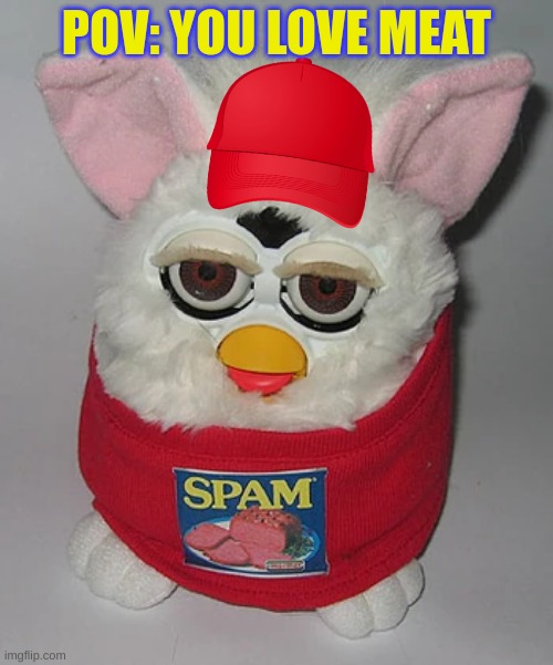 I wish this furby was made :( | POV: YOU LOVE MEAT | image tagged in furby,funny | made w/ Imgflip meme maker