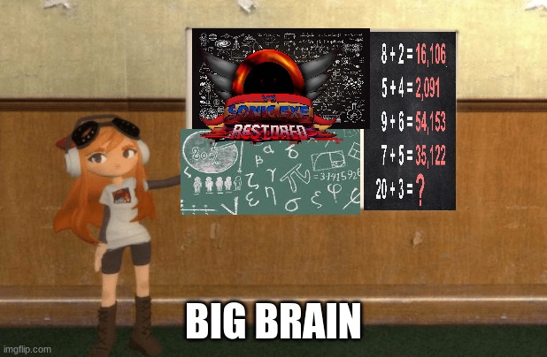 sonic.exe makers be like: | BIG BRAIN | image tagged in smg4s meggy pointing at board | made w/ Imgflip meme maker