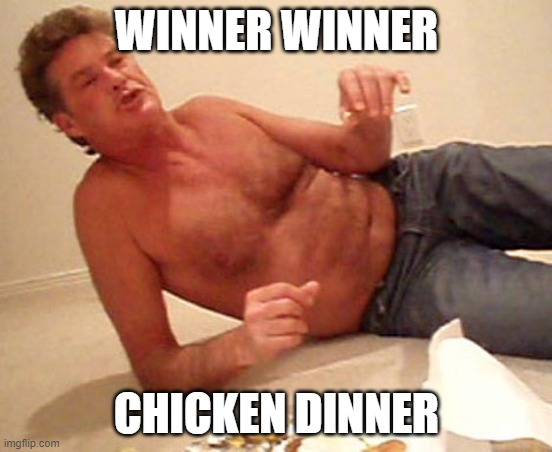WINNER WINNER; CHICKEN DINNER | image tagged in funny | made w/ Imgflip meme maker