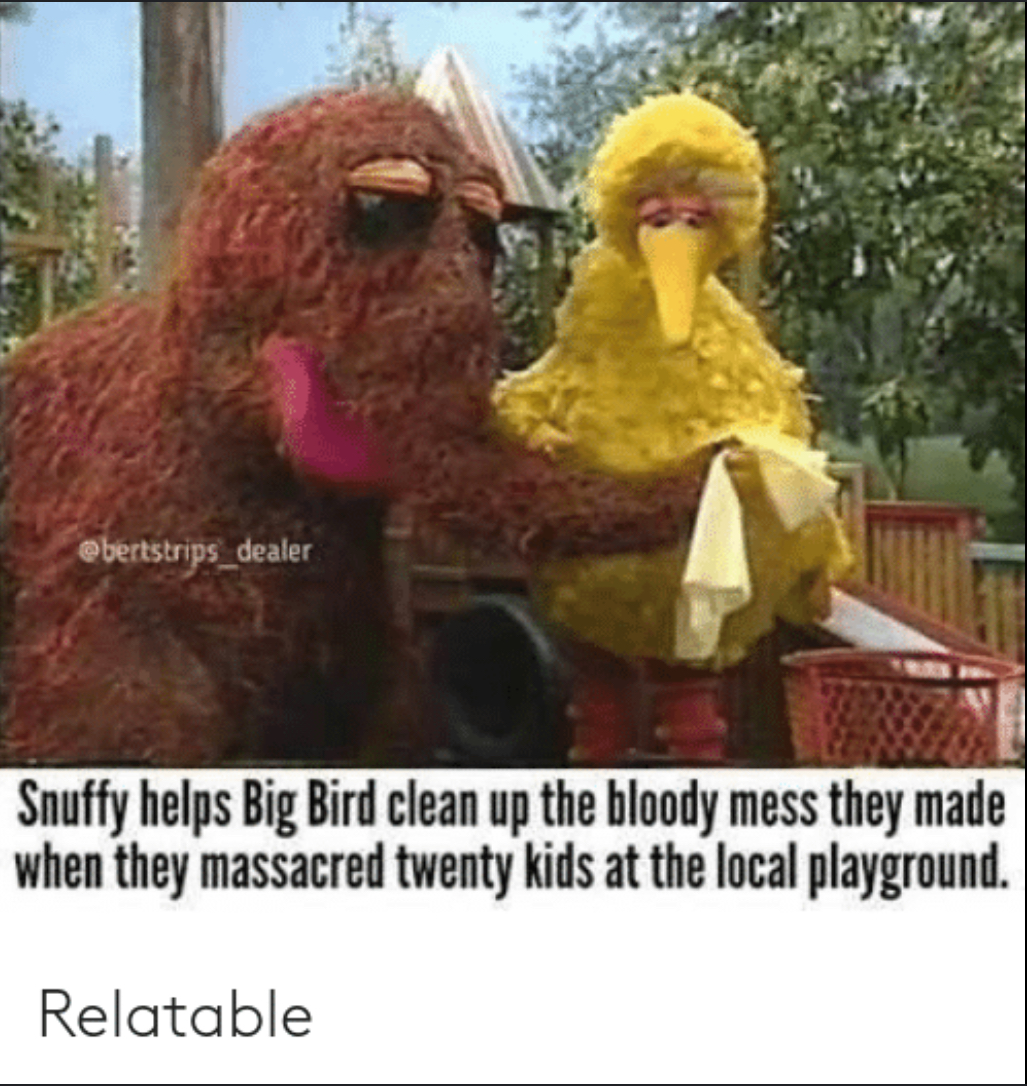Bird Bird and Snuffy Going Crazy At The Playground Blank Meme Template