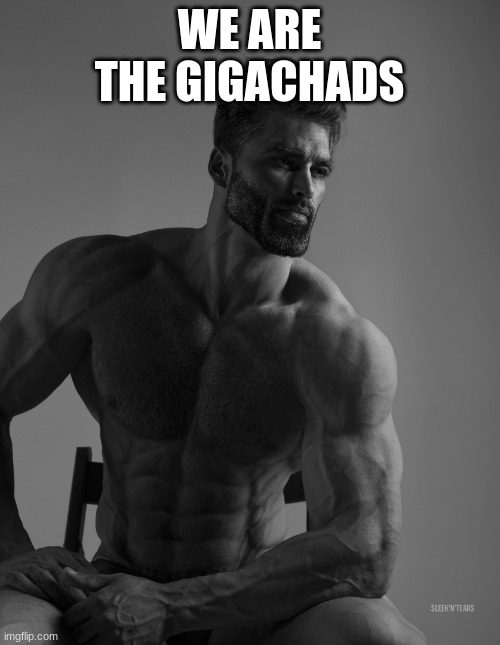 Giga Chad | WE ARE THE GIGACHADS | image tagged in giga chad | made w/ Imgflip meme maker