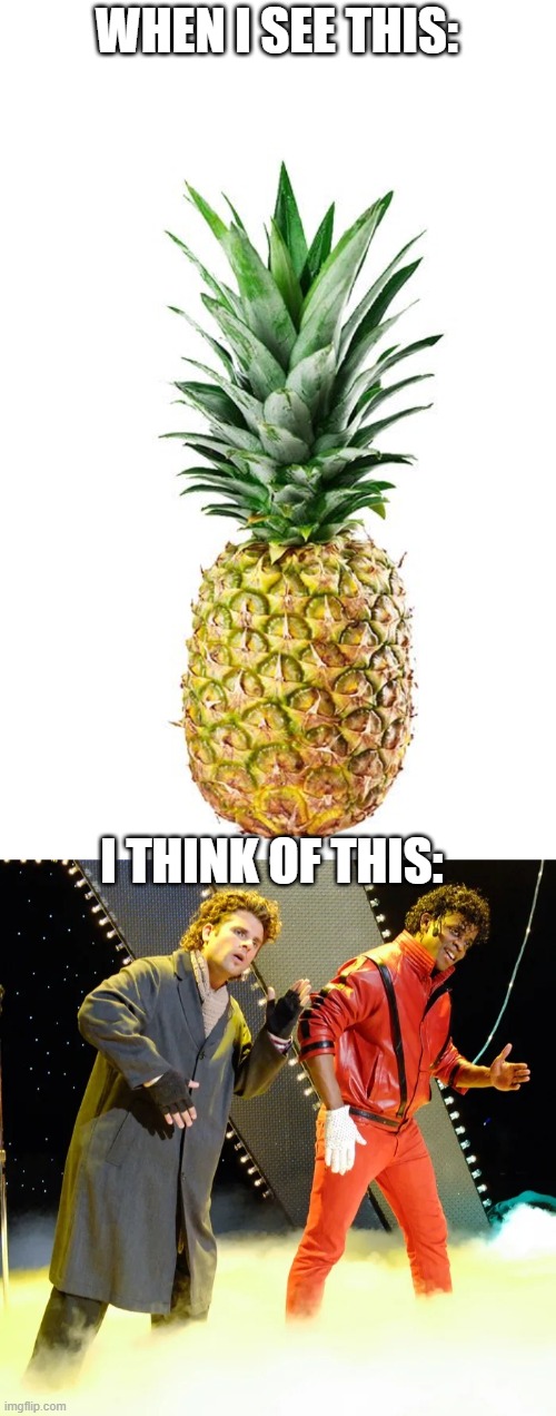 psych x pineapple | WHEN I SEE THIS:; I THINK OF THIS: | image tagged in gus and shawn,pineapple,psych | made w/ Imgflip meme maker
