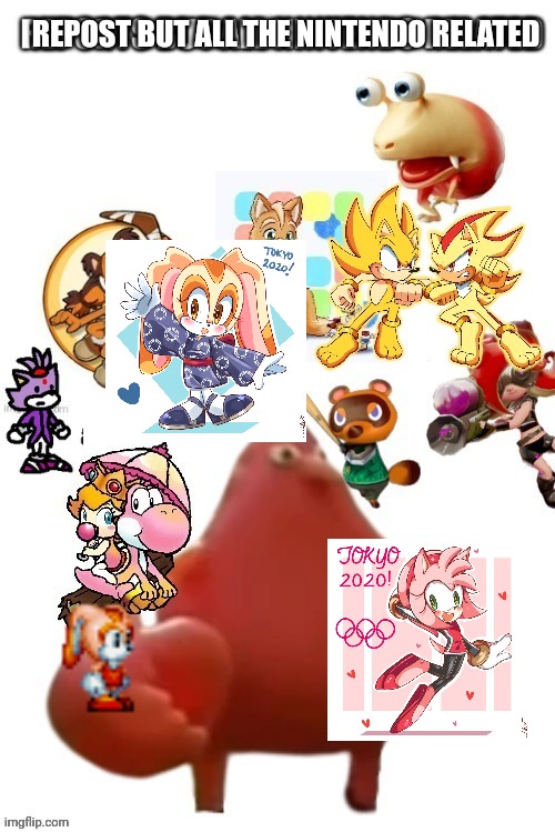 I Added Cream & Amy | REPOST BUT ALL THE NINTENDO RELATED | image tagged in deviantart,sonic the hedgehog,sega,piink-rose,tokyo 2020 | made w/ Imgflip meme maker