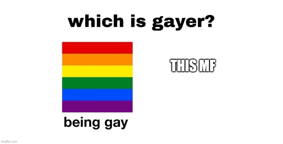Which Is Gayer? | THIS MF | image tagged in which is gayer | made w/ Imgflip meme maker