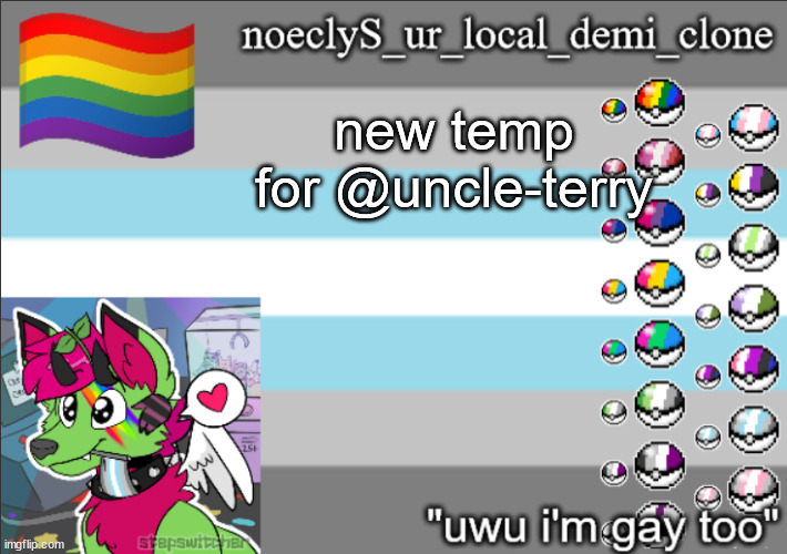 noeclys's uwu furry lgbtq template lol | new temp for @uncle-terry | image tagged in noeclys's uwu furry lgbtq template lol | made w/ Imgflip meme maker