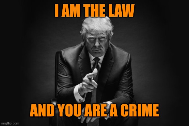 Donald Trump Thug Life | I AM THE LAW AND YOU ARE A CRIME | image tagged in donald trump thug life | made w/ Imgflip meme maker