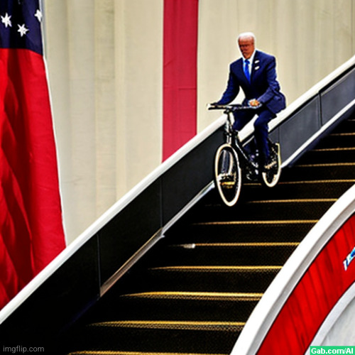 biden bikestairs | made w/ Imgflip meme maker