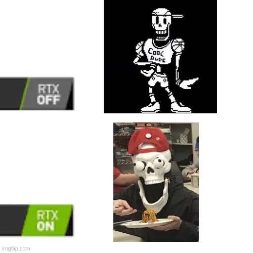 This ain't Undertale this is Nutdealer | image tagged in rtx on and off | made w/ Imgflip meme maker