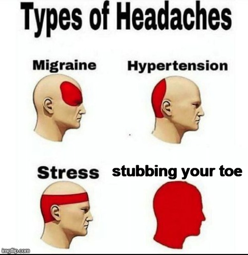 relatable | stubbing your toe | image tagged in types of headaches meme | made w/ Imgflip meme maker