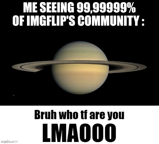 Bruh who tf are you LMAOOO | ME SEEING 99,99999% OF IMGFLIP'S COMMUNITY : | image tagged in bruh who tf are you lmaooo | made w/ Imgflip meme maker