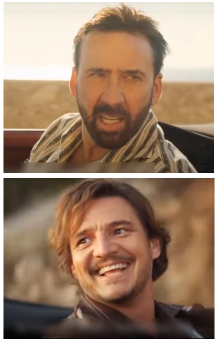 Nick Cage and Pedro pascal Blank Meme Template