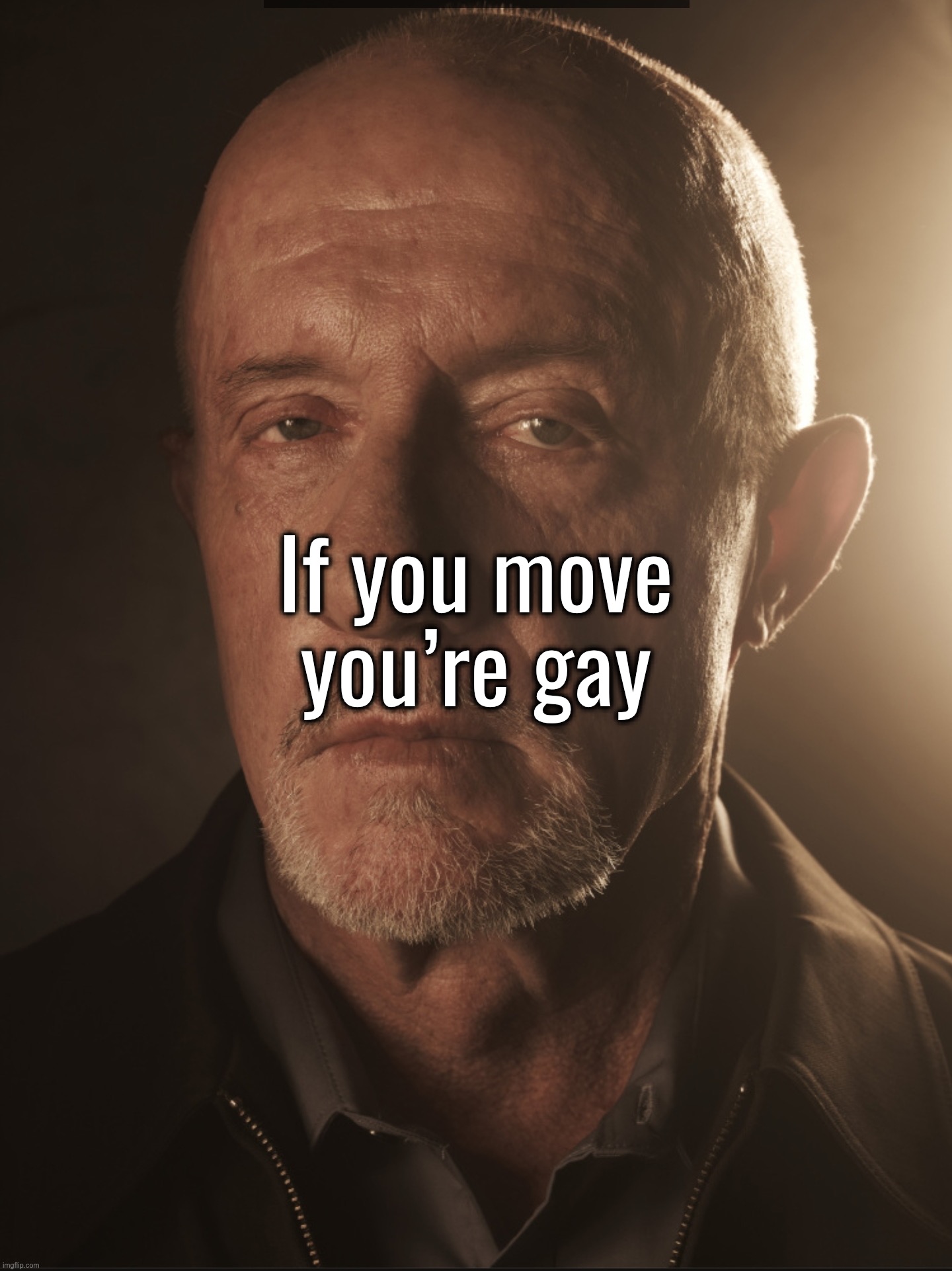 ㅤ | If you move you’re gay | image tagged in breaking bad mike | made w/ Imgflip meme maker