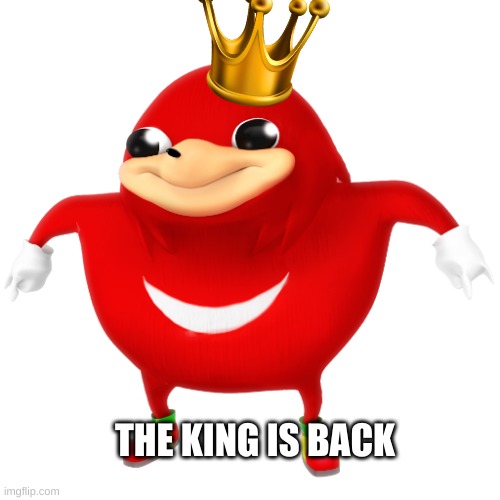 day 1 of posting dead or illegal memes | THE KING IS BACK | image tagged in ugandan knuckles | made w/ Imgflip meme maker