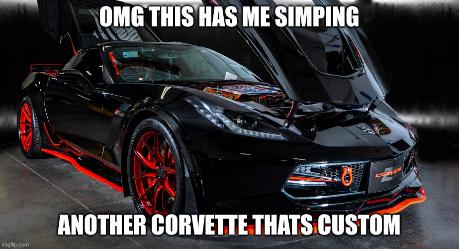 Corvette's have me simping | OMG THIS HAS ME SIMPING; ANOTHER CORVETTE THATS CUSTOM | image tagged in fun | made w/ Imgflip meme maker