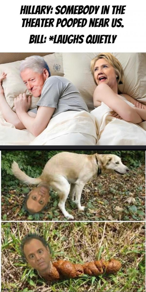 Did Bill walk the dog? | image tagged in hillary clinton,bill clinton,adam schiff,shit | made w/ Imgflip meme maker