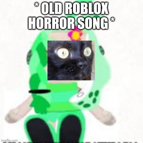Low quality image of a mint houzuki plush | * OLD ROBLOX HORROR SONG * | image tagged in low quality image of a mint houzuki plush | made w/ Imgflip meme maker