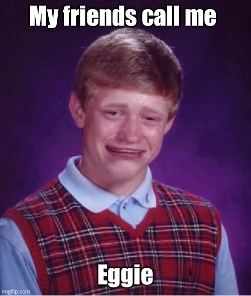 Bad Luck Brian Cry | My friends call me Eggie | image tagged in bad luck brian cry | made w/ Imgflip meme maker