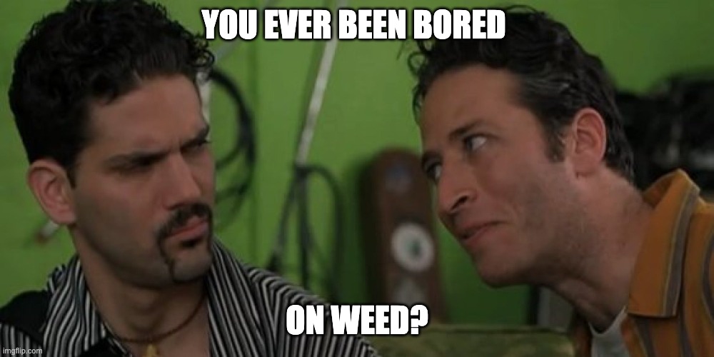 Bored on Weed? | YOU EVER BEEN BORED; ON WEED? | image tagged in john stewart | made w/ Imgflip meme maker