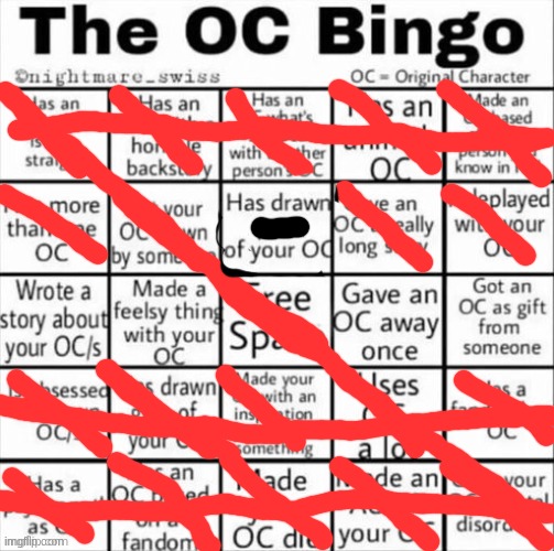 E | image tagged in the oc bingo | made w/ Imgflip meme maker