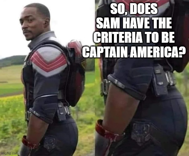 That's America's Ass | SO, DOES SAM HAVE THE CRITERIA TO BE CAPTAIN AMERICA? | image tagged in captain america | made w/ Imgflip meme maker