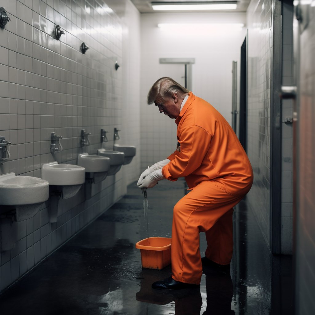 AI generated trump cleaning in prison Blank Meme Template