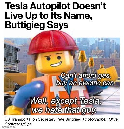 Buy electric. Just not that one. | Can’t afford gas, buy an electric car. Well, except Tesla, we hate that guy. | image tagged in politics lol,memes,derp | made w/ Imgflip meme maker