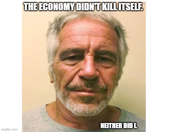 The Economy | THE ECONOMY DIDN'T KILL ITSELF. NEITHER DID I. | image tagged in memes,economy | made w/ Imgflip meme maker