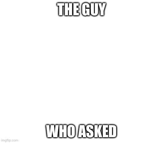 Guys look! I found who asked! | THE GUY; WHO ASKED | image tagged in nobody absolutely no one | made w/ Imgflip meme maker