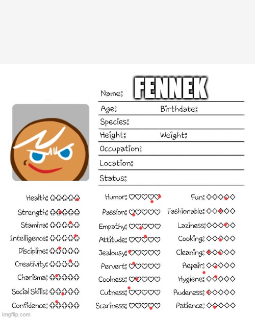 Profile card | FENNEK | image tagged in profile card | made w/ Imgflip meme maker