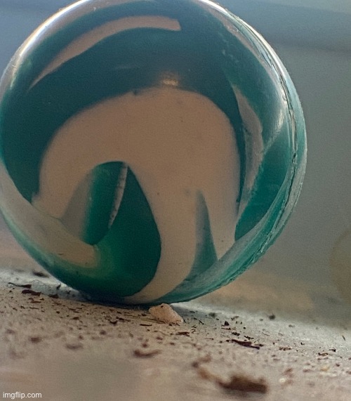 Ground-level view of a tiny object (sorry for the grain, I don’t have a proper photo camera) | image tagged in bouncy ball,macro,ground,windowsill | made w/ Imgflip meme maker