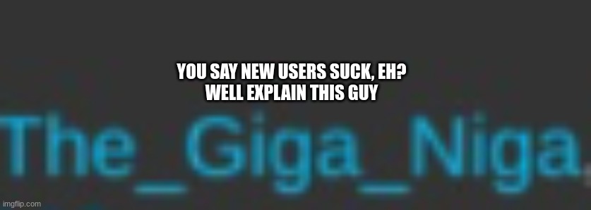 YOU SAY NEW USERS SUCK, EH?
WELL EXPLAIN THIS GUY | made w/ Imgflip meme maker